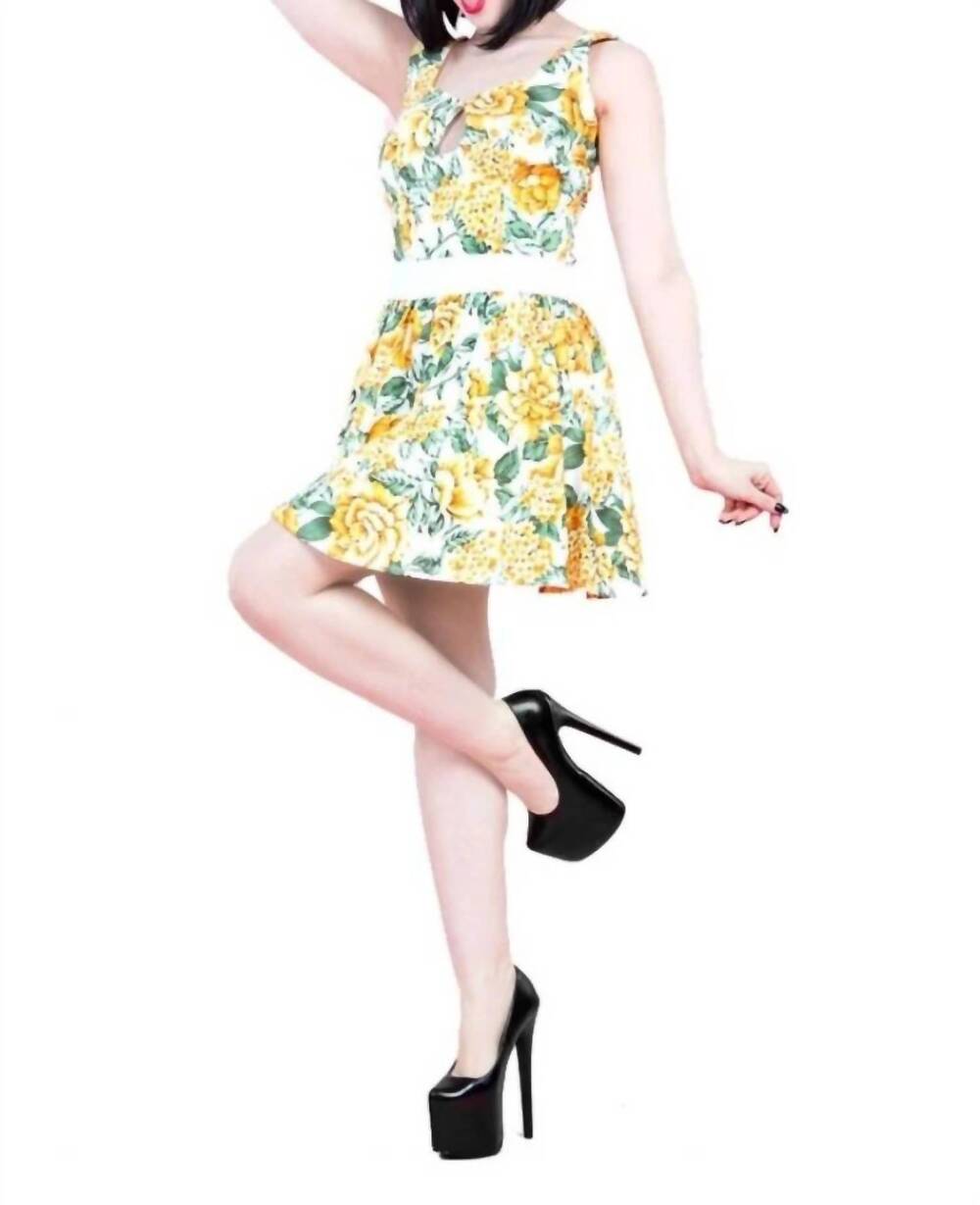 NEW HEARTS & ROSES carnation mini dress in yellow